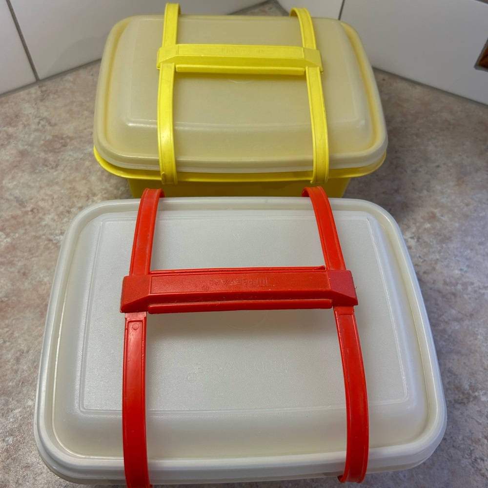 Two vintage Tupperware Pack and Carry Boxes